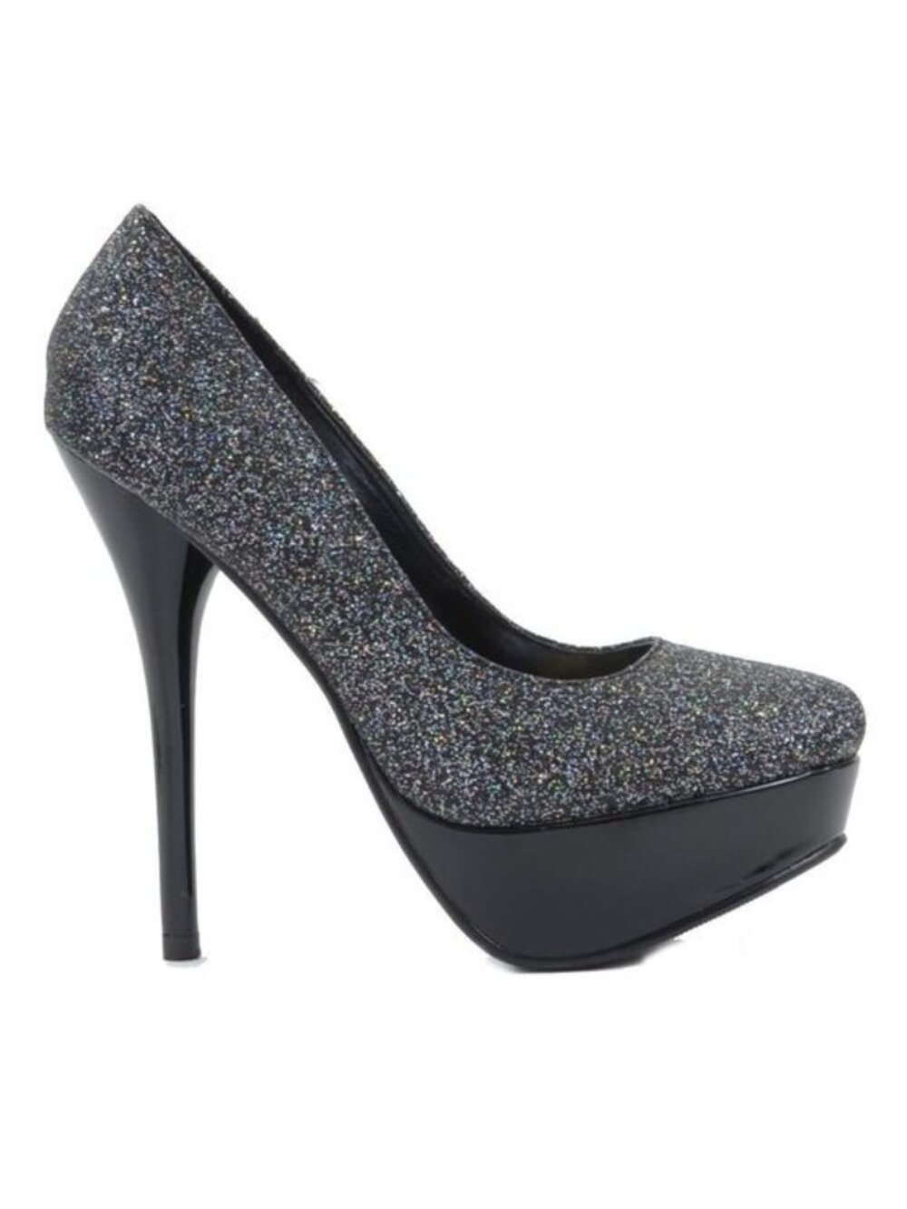 NEW Lasonia Black Glitter Platform Stiletto Heel Pumps Coquette Dark Fairy Goth